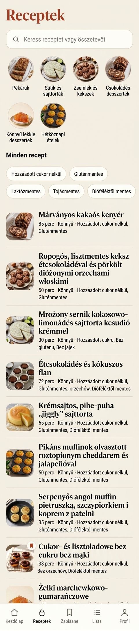 477 recept kategóriákba rendezve